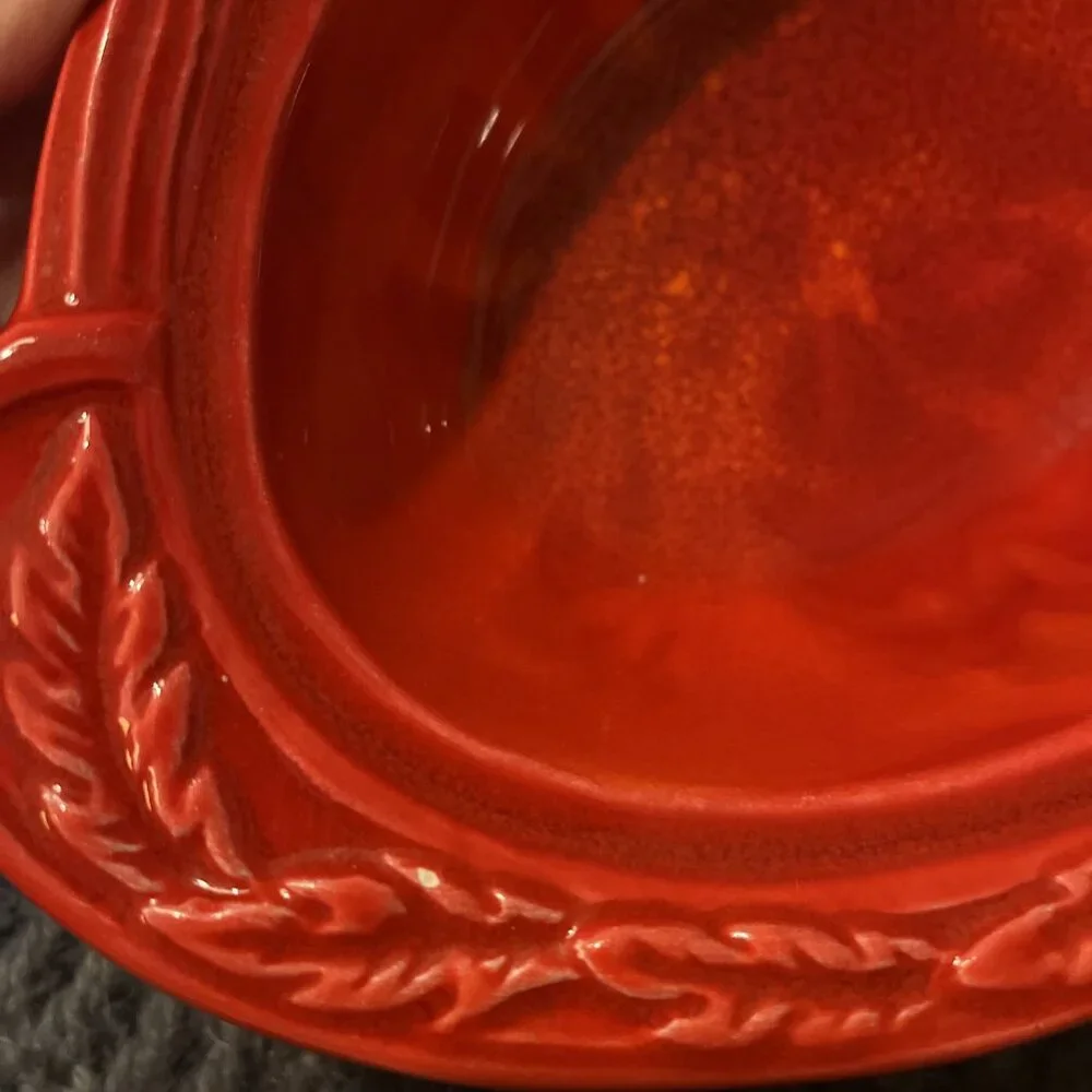 Vintage California USA Pottery Oval Red Glazed Casserole Serving Dish 2936 w/Lid